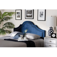 Baxton Studio BBT6567-Navy Blue-HB-Queen Rita Modern and Contemporary Navy Blue Velvet Fabric Upholstered Queen Size Headboard